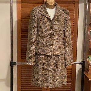 Talbot Tweed Wool Blend Blazer and Skirt Suit